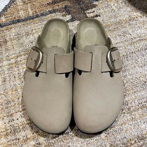 Birkenstock Boston Big Buckle Nubuck Leather Mud Green Size 40 medium/narrow